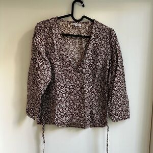 Reformation Brown Floral Artesia 3/4 sleeves Top - Size Small